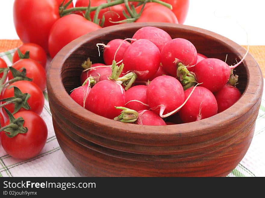 Red radisch in a bowl. Red radisch in a bowl