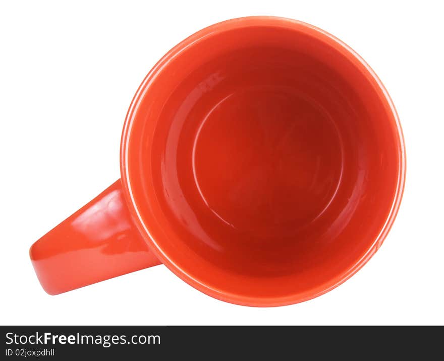 Red tea cup, view from above, with clipping path