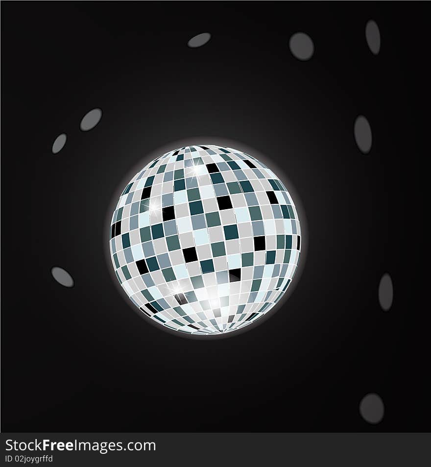 Illustration- disco ball isolated on a black background