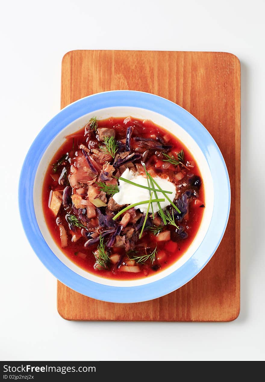 Borscht - Red beet based soup with beef meat