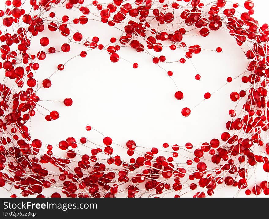 A chain  with red jewels isolated on white. A chain  with red jewels isolated on white