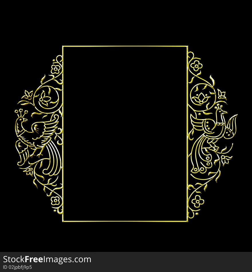 Golden frame isolated on black background in vector format. Golden frame isolated on black background in vector format