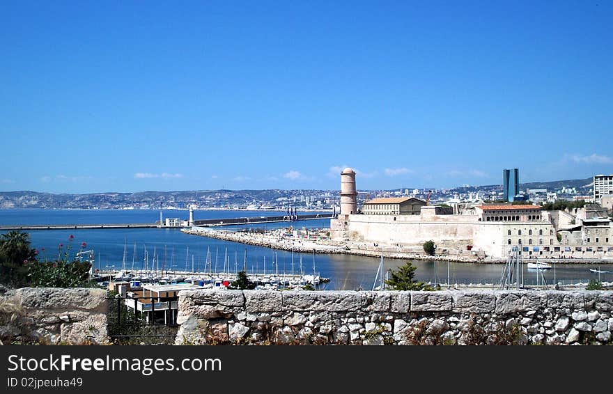 You can admire the beautiful old harbour and the fort St Jean of Marseille, France. You can admire the beautiful old harbour and the fort St Jean of Marseille, France.