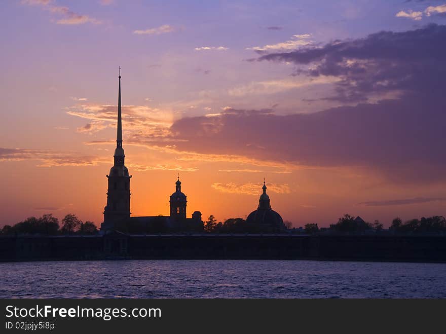 Peter and Paul Fortress at sunset