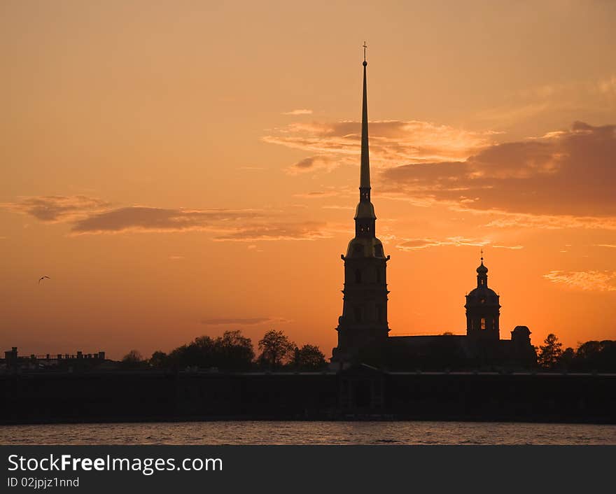 Peter and Paul Fortress at sunset