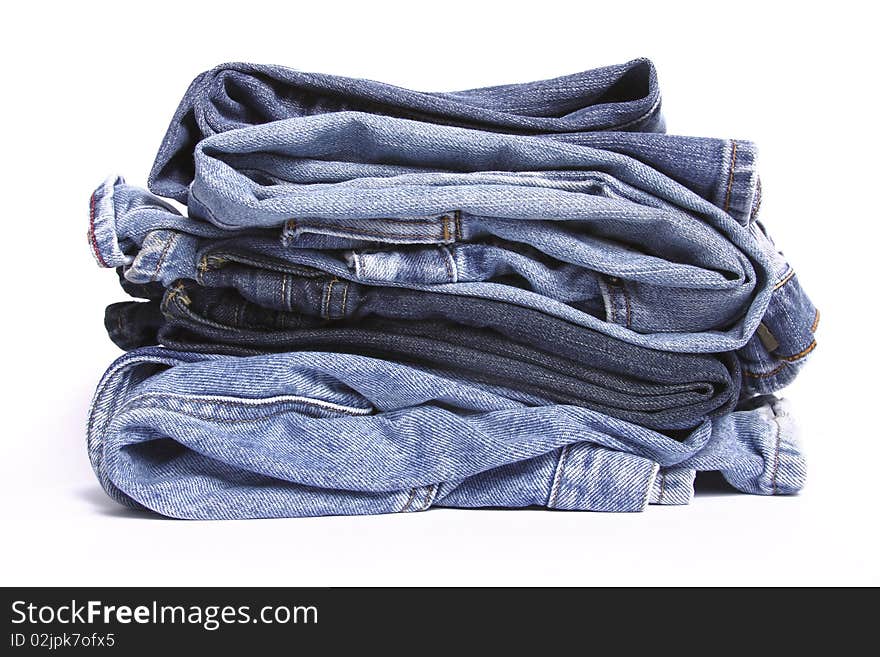 Stack Of Folded Blue Jeans