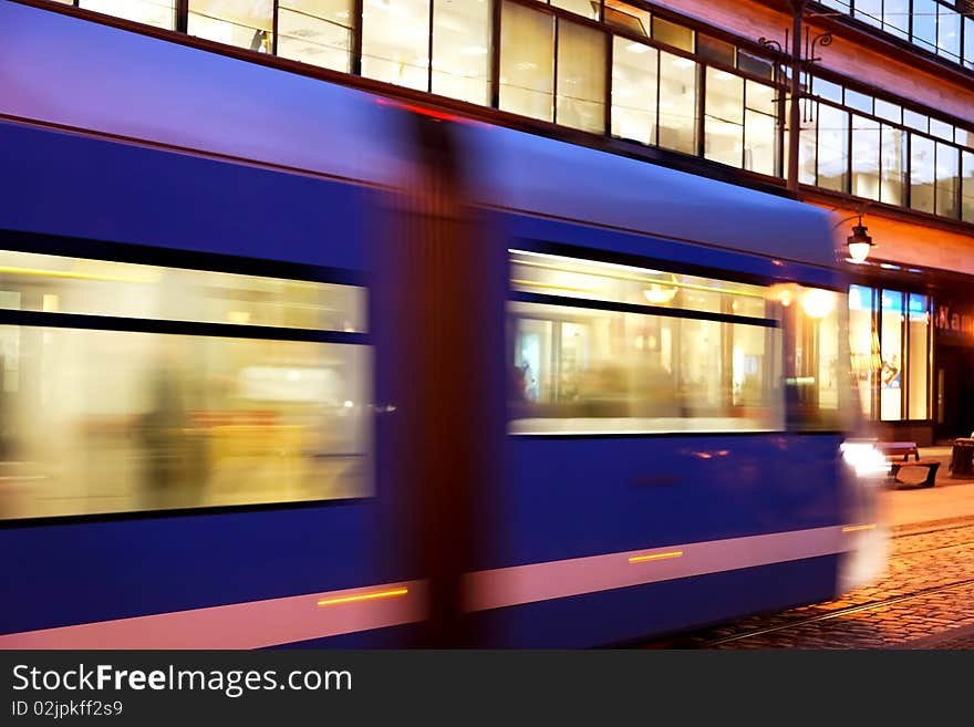 Photograph of the tram in the city