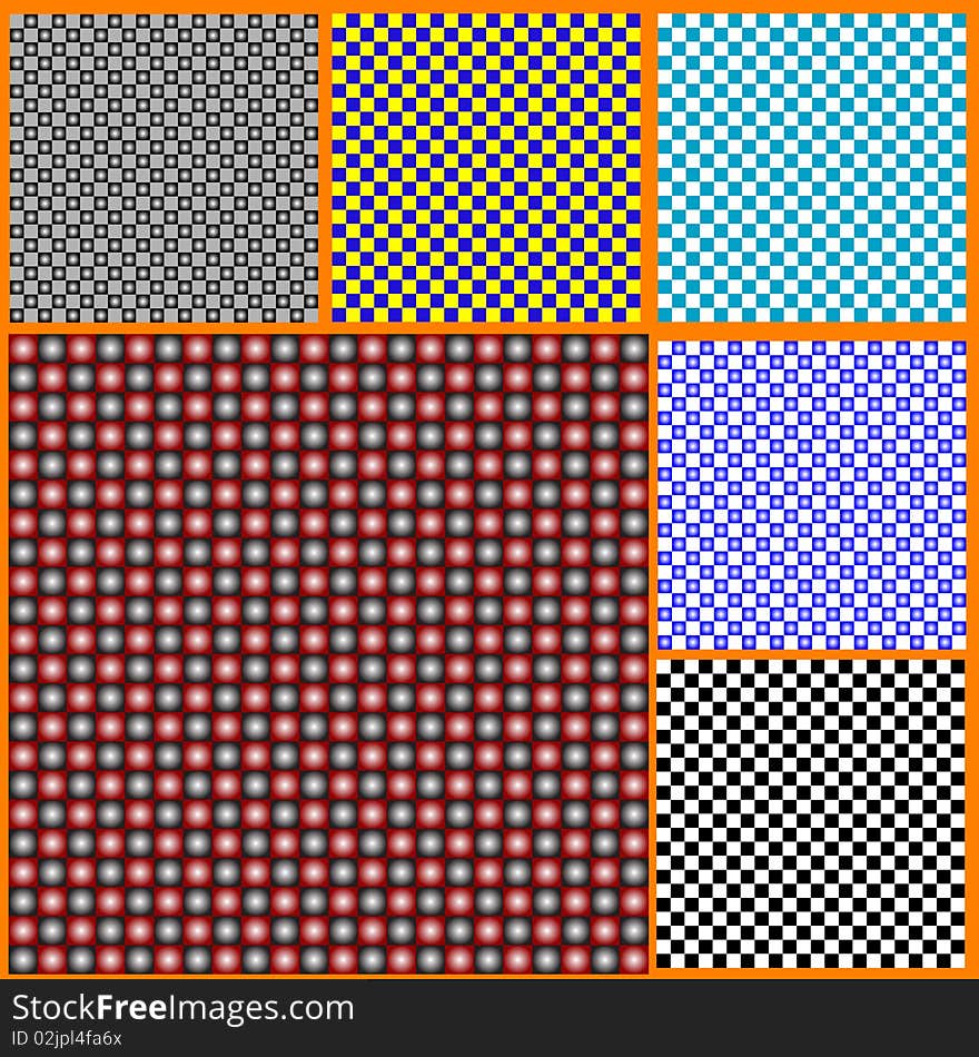 Seamless pattern from squares, with change possibility on groups WHITE and BLACK