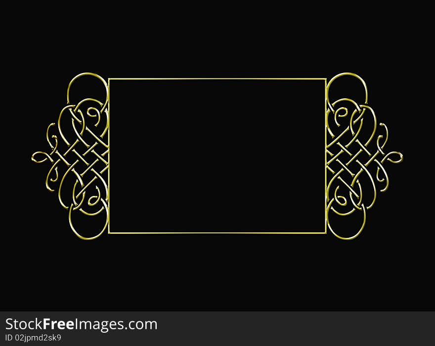 Vintage golden frame isolated on black background in vector format. Vintage golden frame isolated on black background in vector format