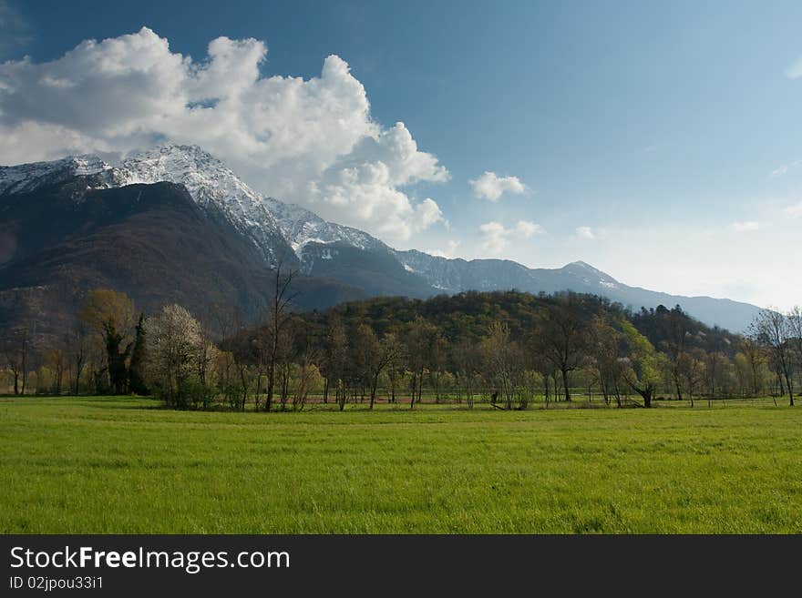 Mountains on sky