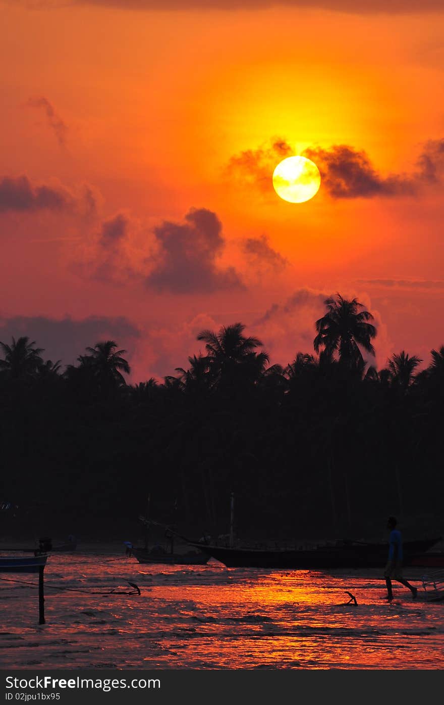 A photo of beautiful rising sun at Thailand beach. A photo of beautiful rising sun at Thailand beach