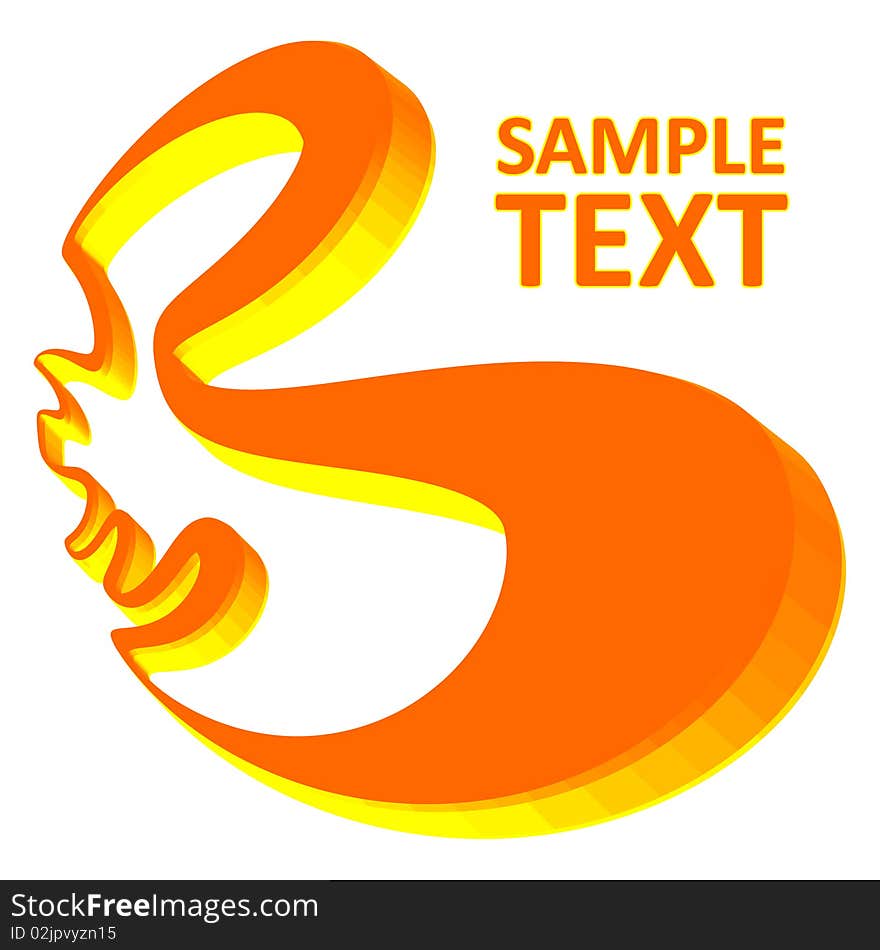 Abstract bright orange 3d shape. Abstract bright orange 3d shape