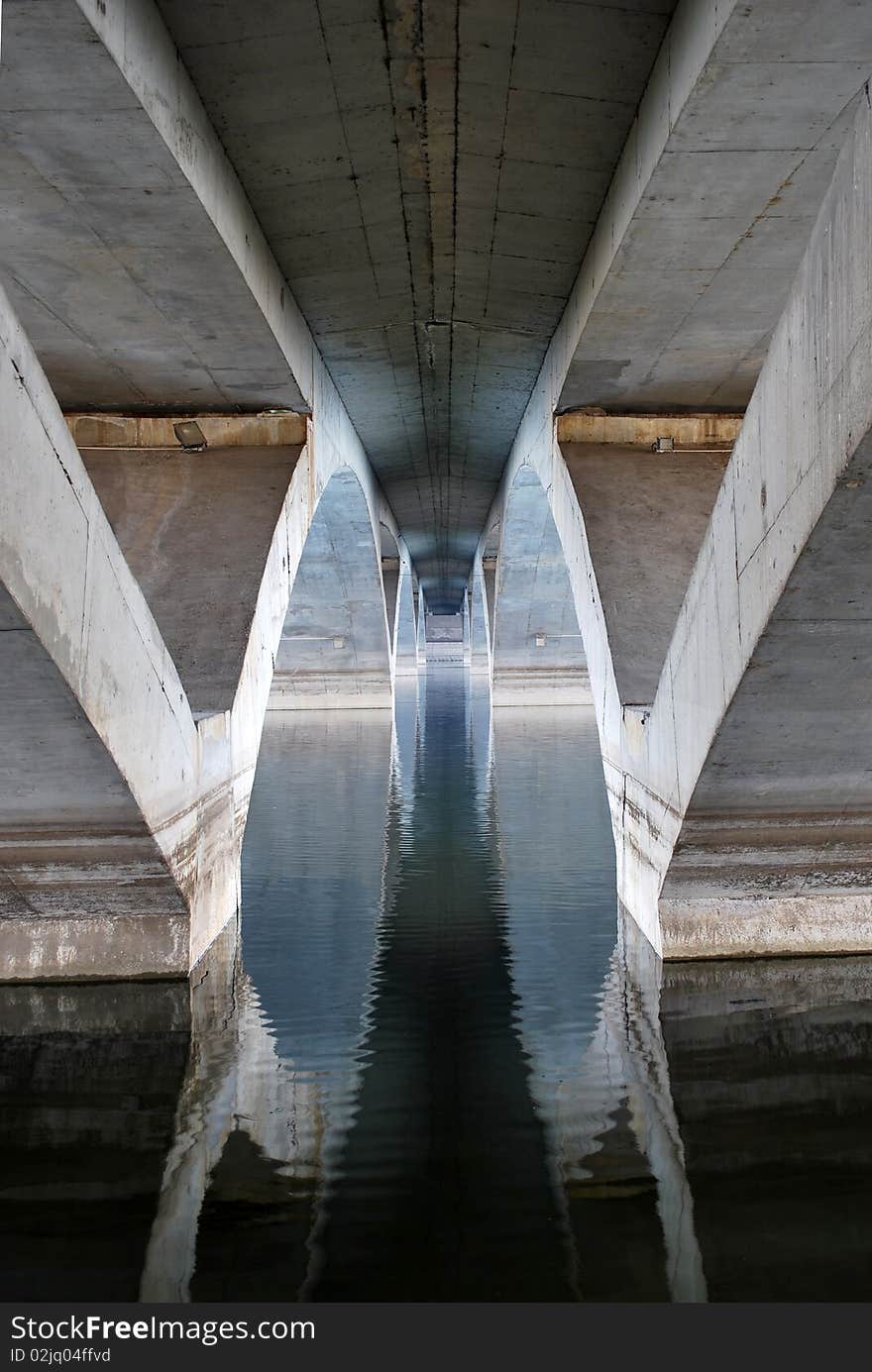 Bridge over the river with reflection