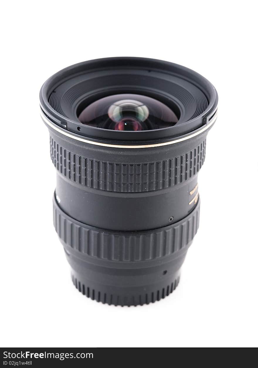 Zoom wideangle lens for slr camera (isolated on the white)