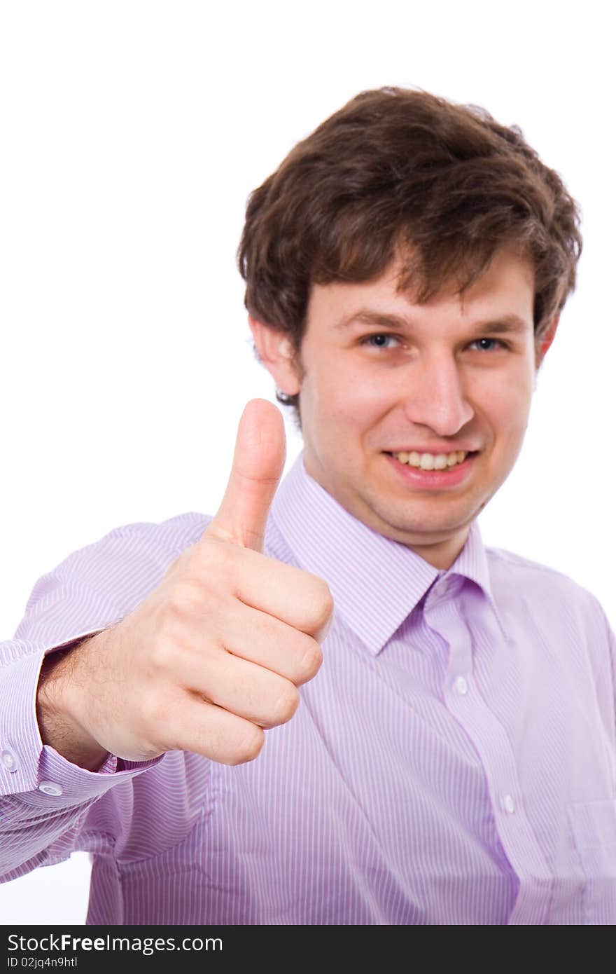 Thumbs Up, Happy Isolated Male Face