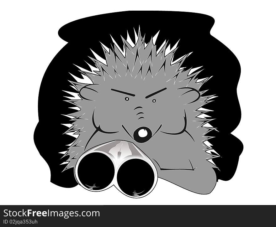 Hedgehog the night hunter with rifle