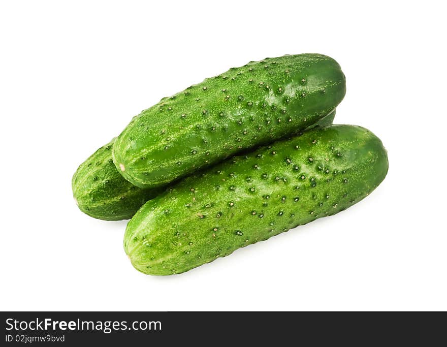 Fresh cucumbers isolated on white background