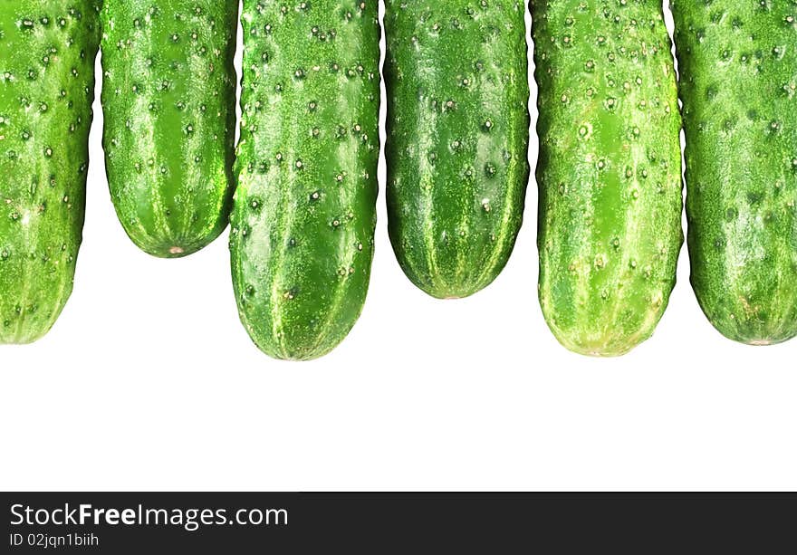 Fresh cucumbers isolated on white background