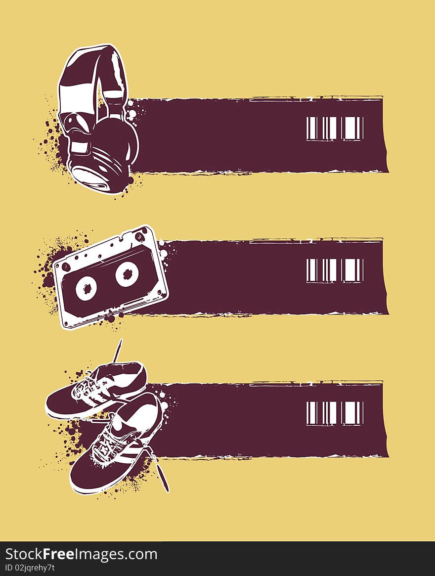 Set of grunge banners. Vector illustration.