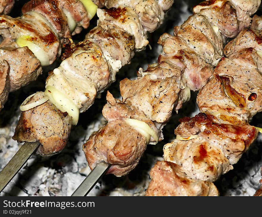 Browning of a shish