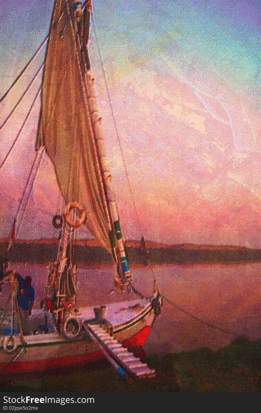 Original oil painting of A Felucca on the nile. Original oil painting of A Felucca on the nile