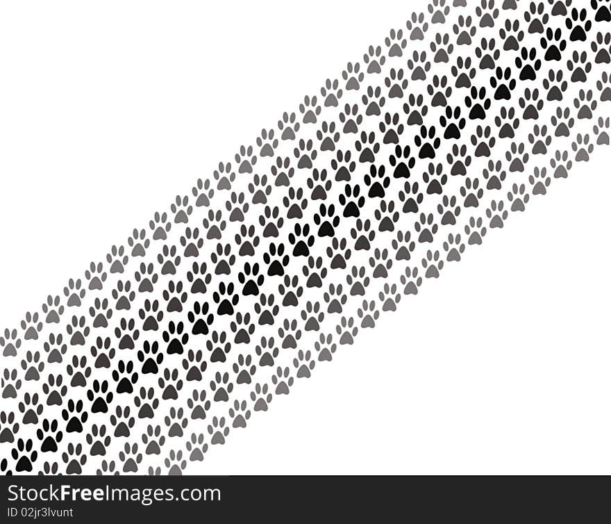 Abstract foot print lines on white background