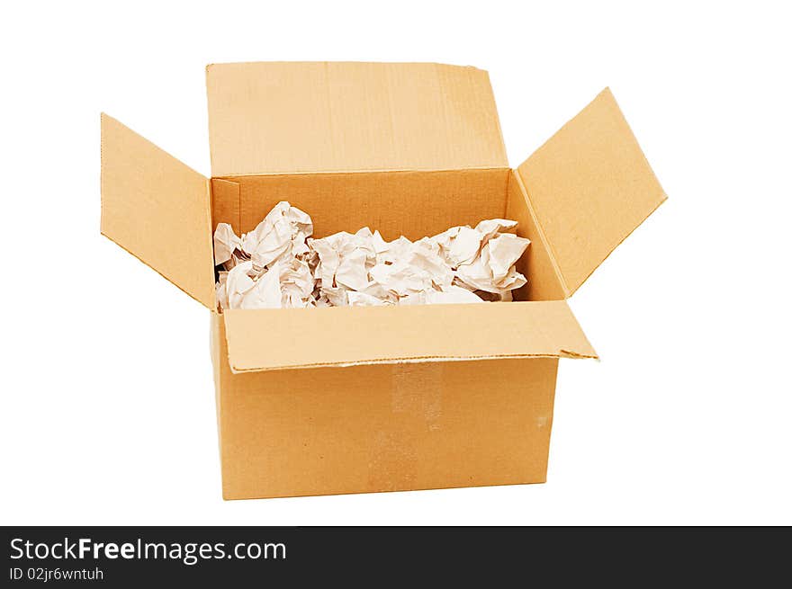 Box with garbage isolated over white