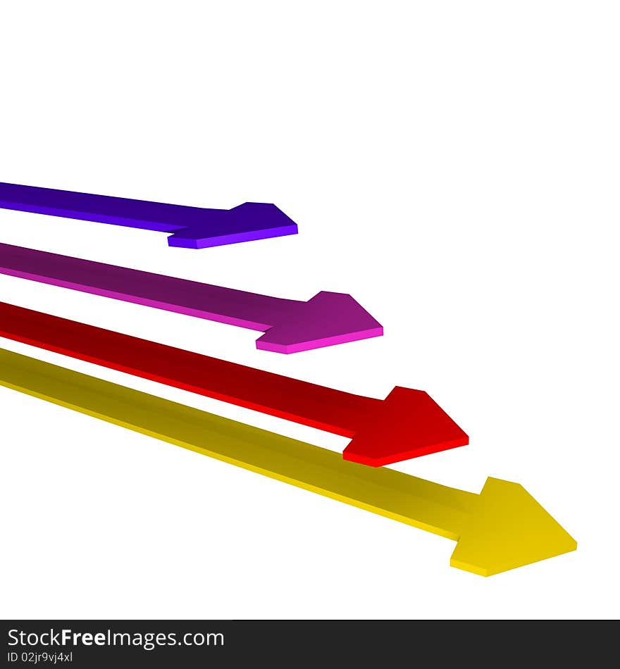 Temperature colored arrows 3d