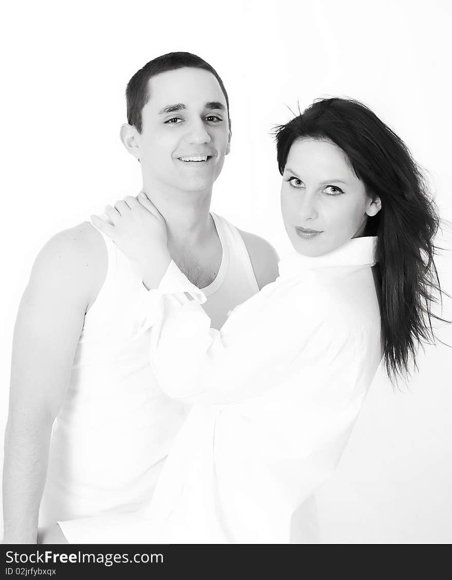 Emotive black and white portrait of a couple. Emotive black and white portrait of a couple