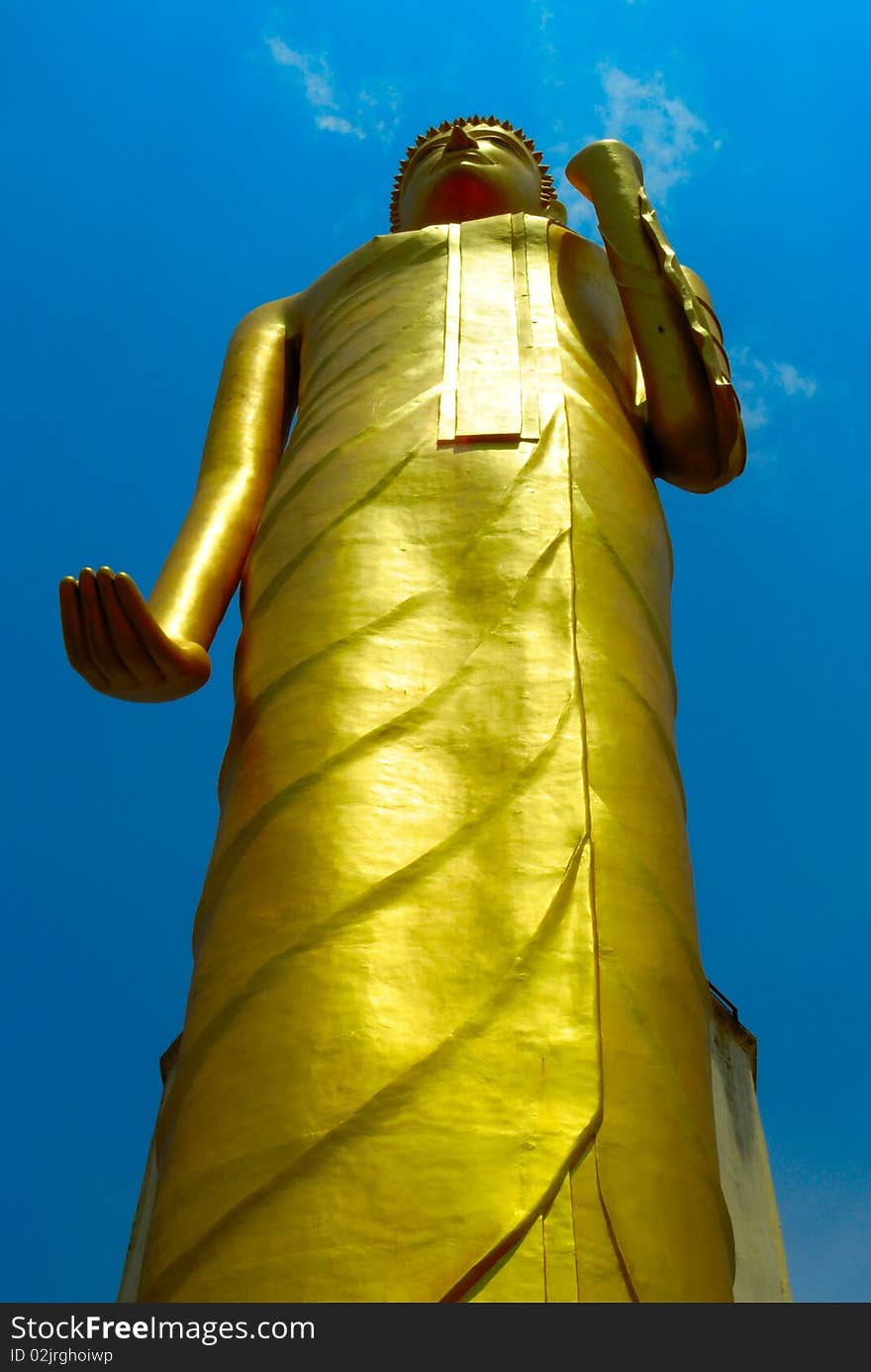 Thai Temple in Roi Et province with clear blue day