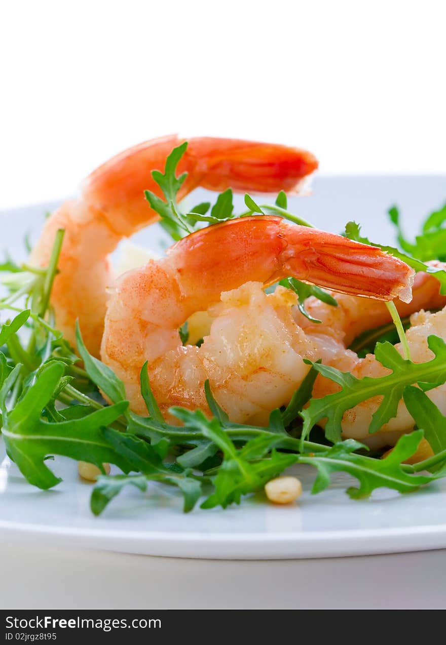 Salad with shrimps and arugula. Salad with shrimps and arugula