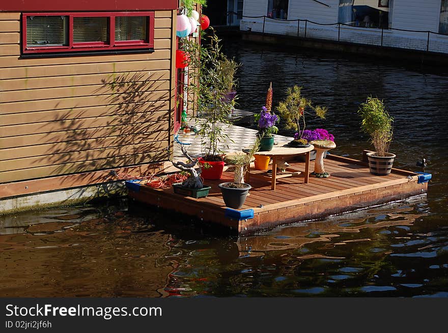 Dutch Houseboat In Amsterdam