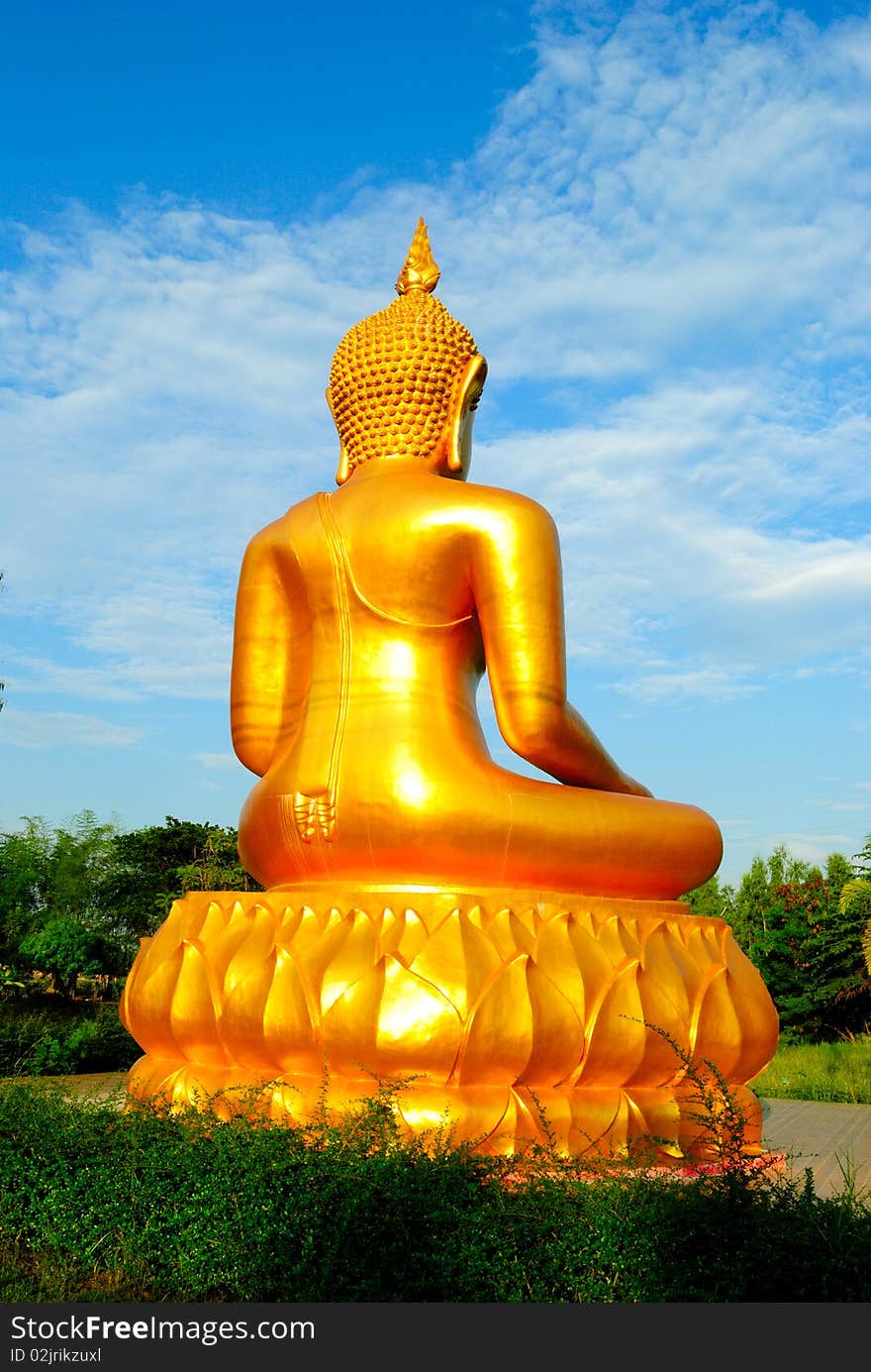 Thai Temple in Roi Et province with clear blue day