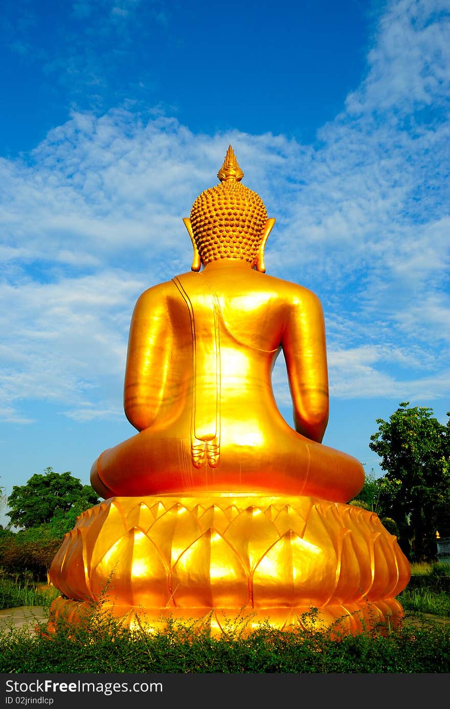 Thai Temple in Roi Et province with clear blue day