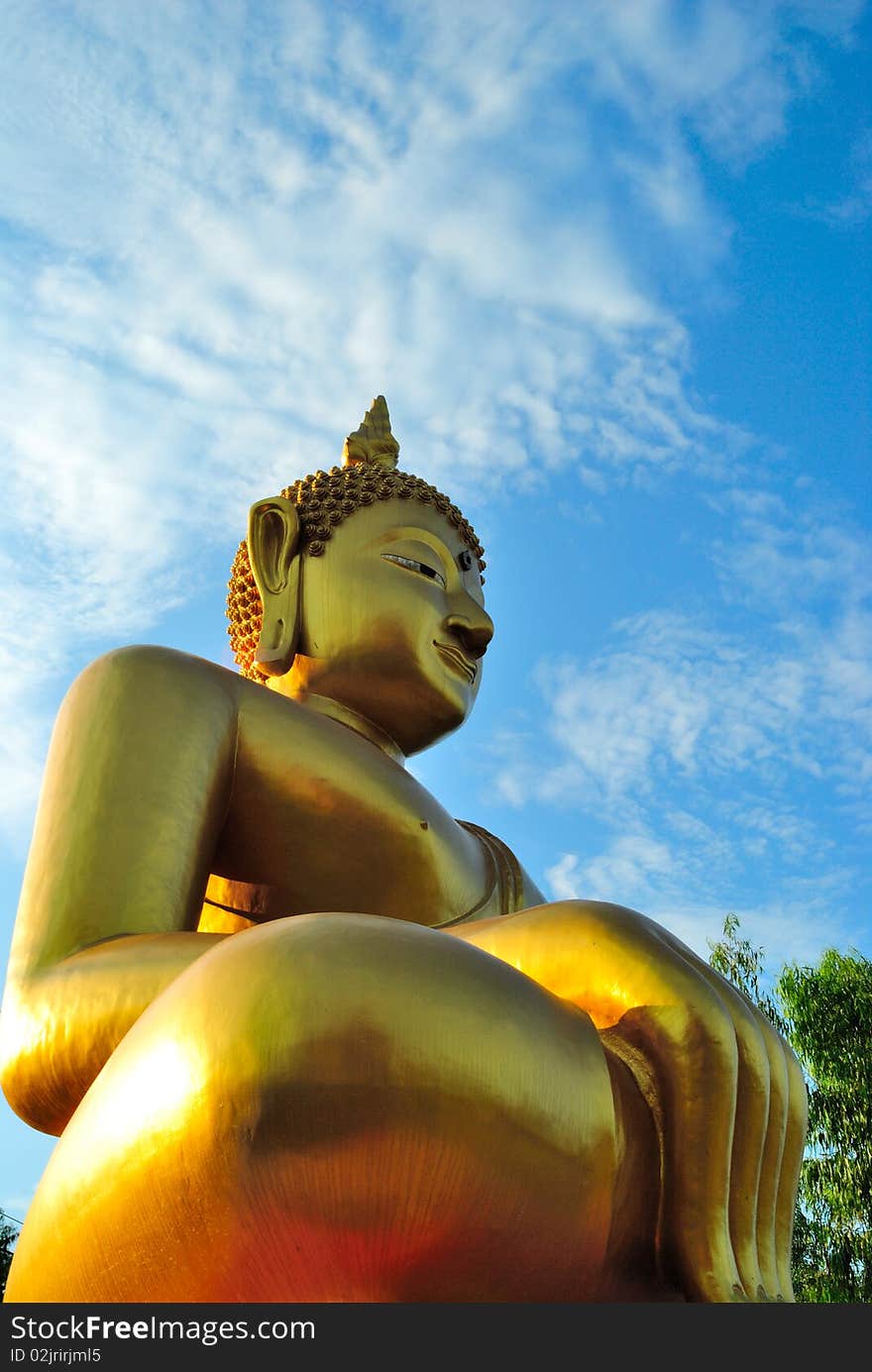 Thai Temple in Roi Et province with clear blue day