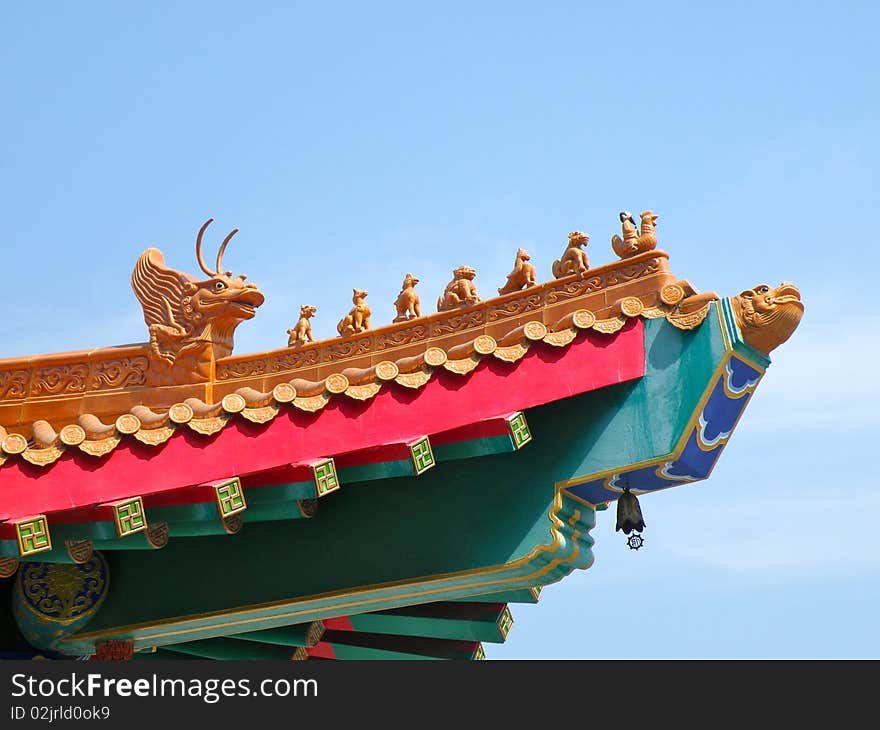 Chinese temple roof colorful style. Chinese temple roof colorful style