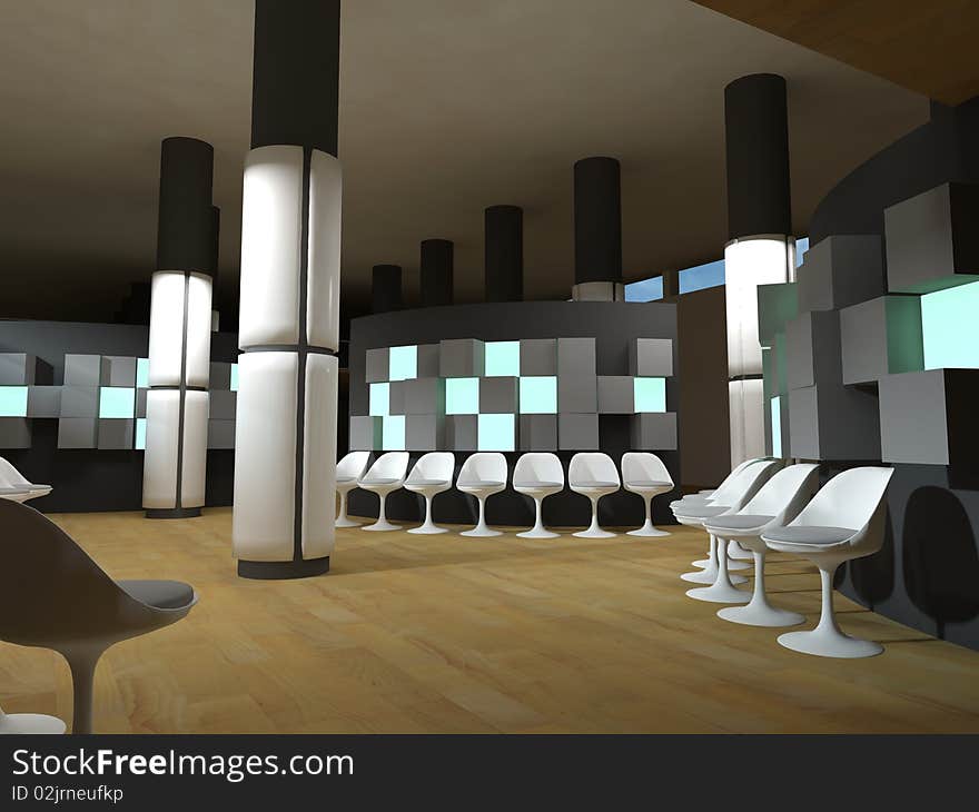 Hospital waiting room, conceptual architecture, clean space. Hospital waiting room, conceptual architecture, clean space.