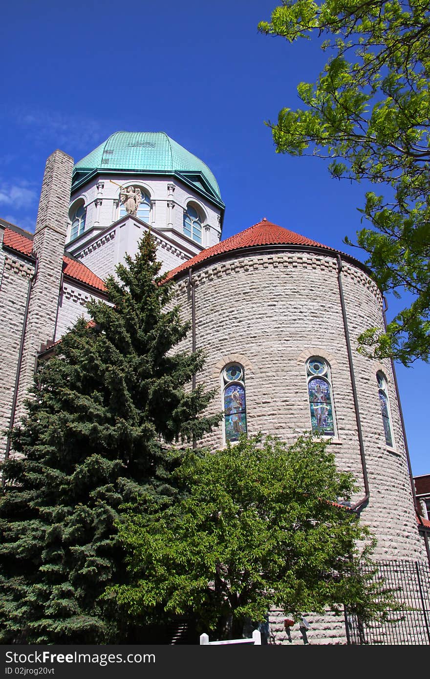 Architecture of an historic church in Michigan