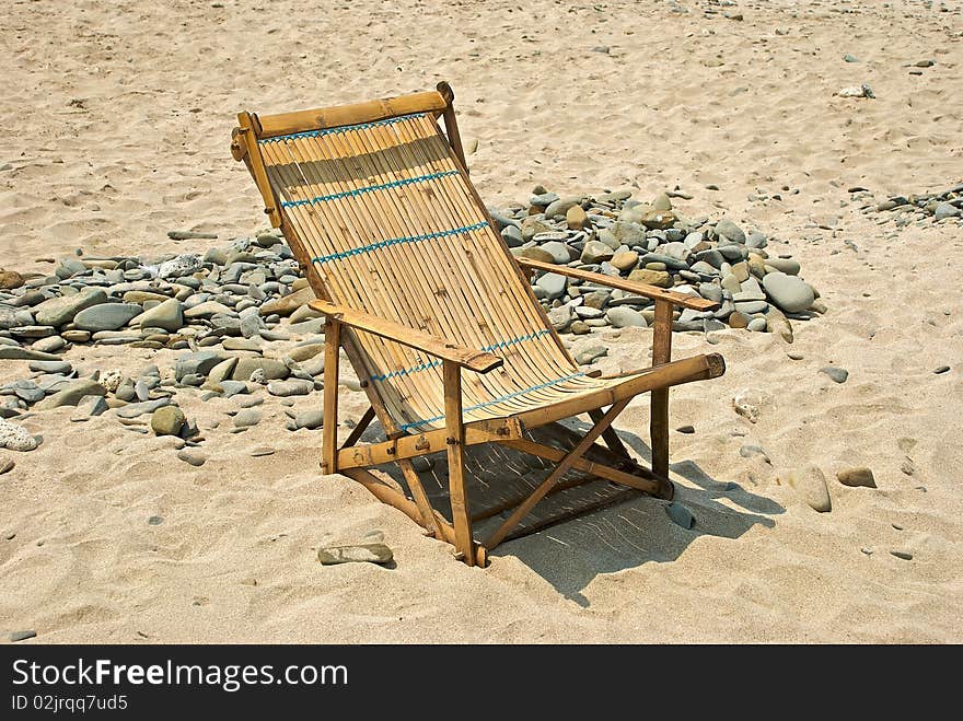 Bamboo deckchair on a desert island, near Ngapali, Burma