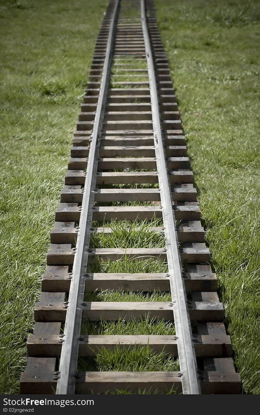 Narrow gauge model railroad track. Narrow gauge model railroad track
