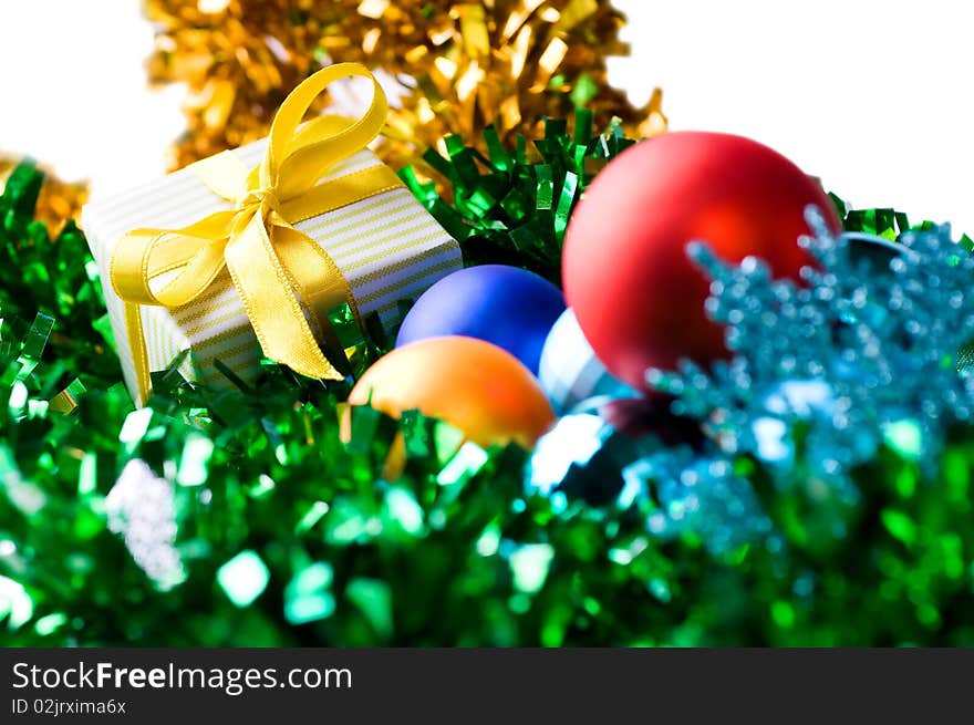 Colorful Christmas decoration isolated on white background