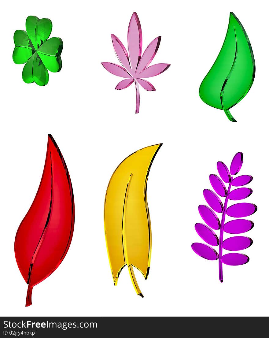 Colored glass leaves from diferent seasons of the year