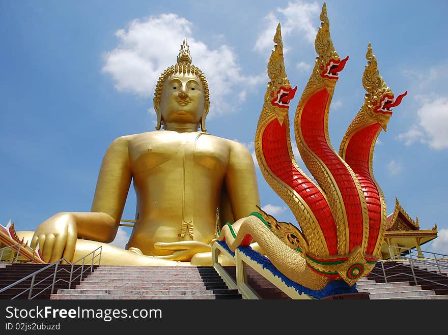 Big Buddha image and big Nagas in temple,Thailand. Big Buddha image and big Nagas in temple,Thailand