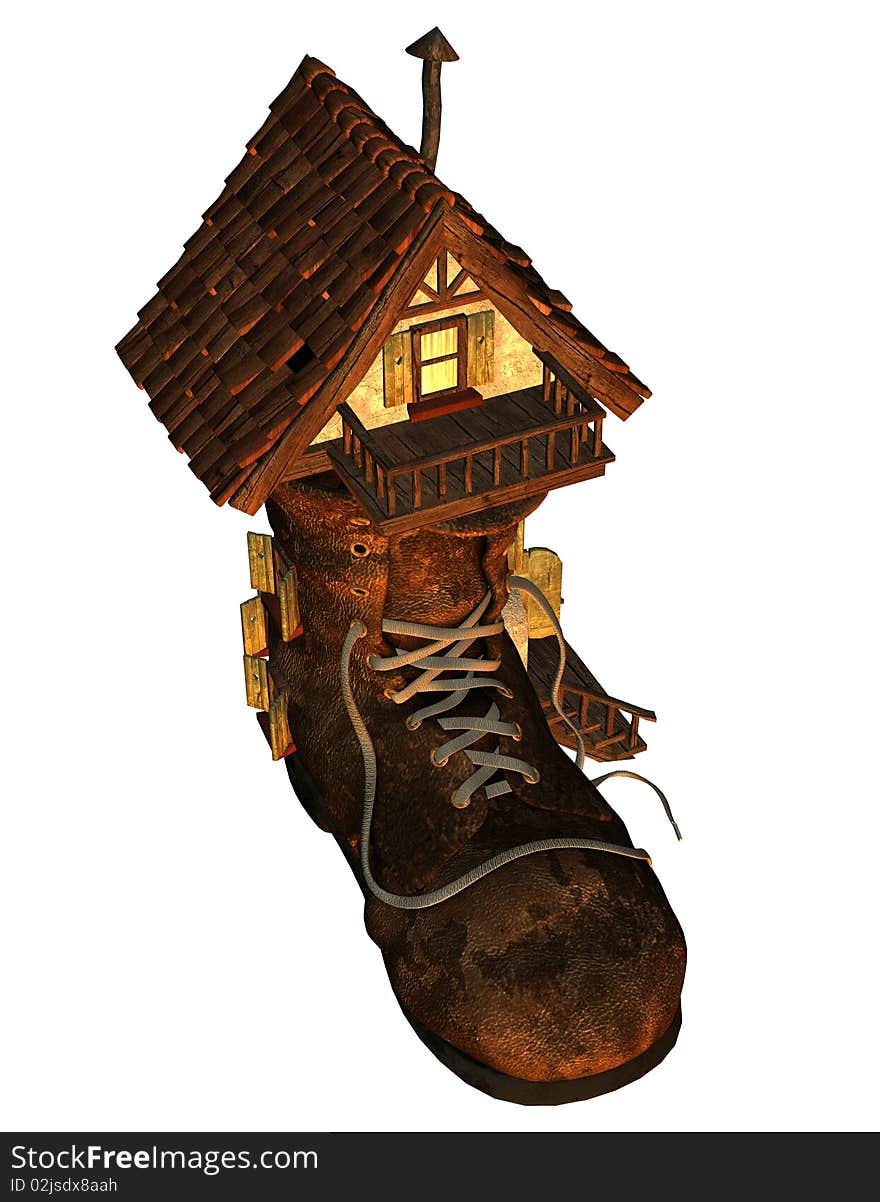 3d render a old house as fantasy illustration. 3d render a old house as fantasy illustration