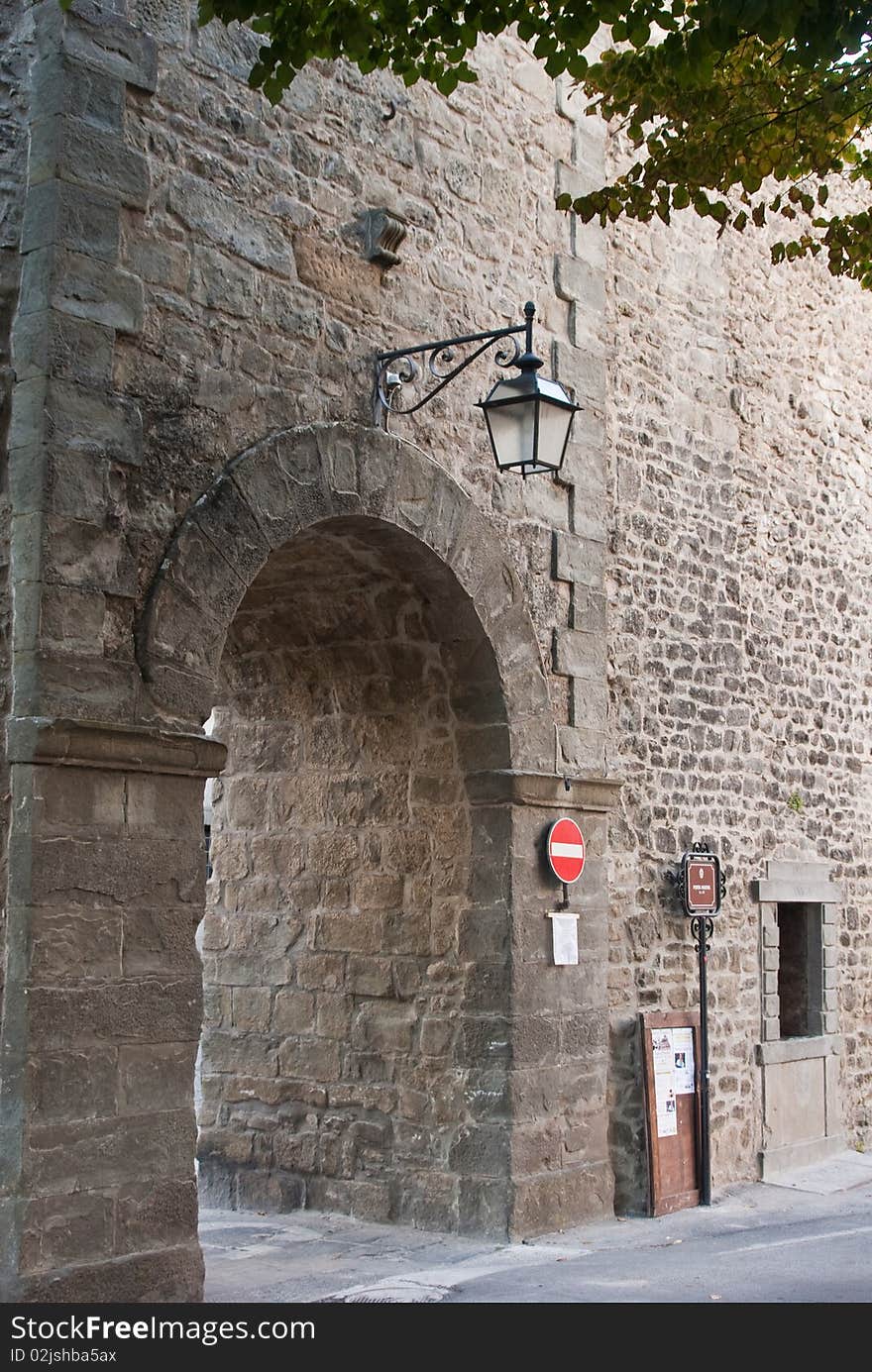 Part of a medieval castle in Italy. Part of a medieval castle in Italy