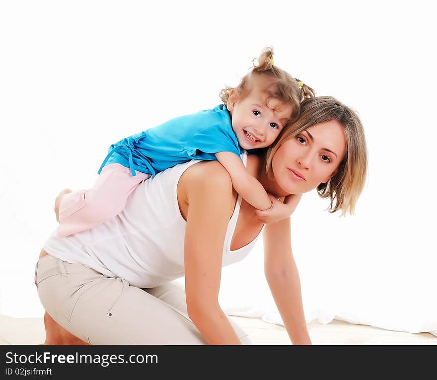 Young mother and her young daughter spent time together