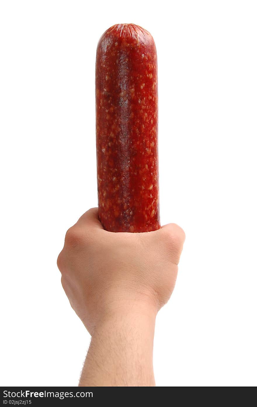 Man S Hand With Sausage