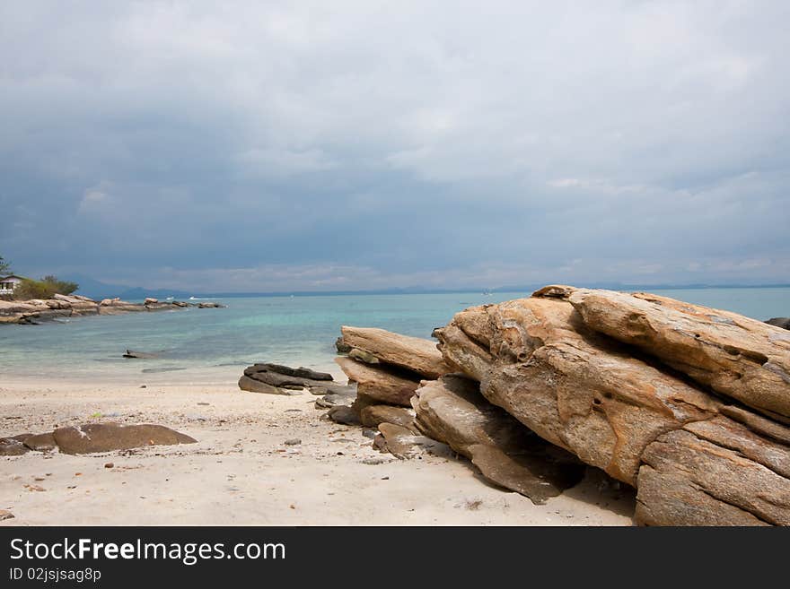 Stone sea beach and the sky. Stone sea beach and the sky