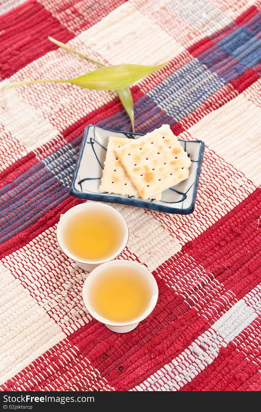 Oriental Green Tea with Crackers. Oriental Green Tea with Crackers