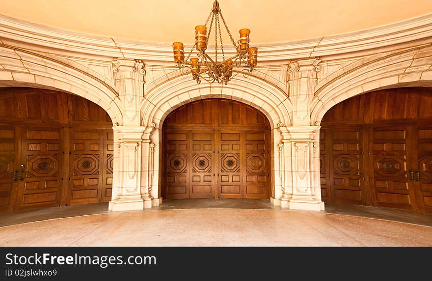 Three Majestic Classic Arched Doors with Chandelier - Fish-Eye Lens.